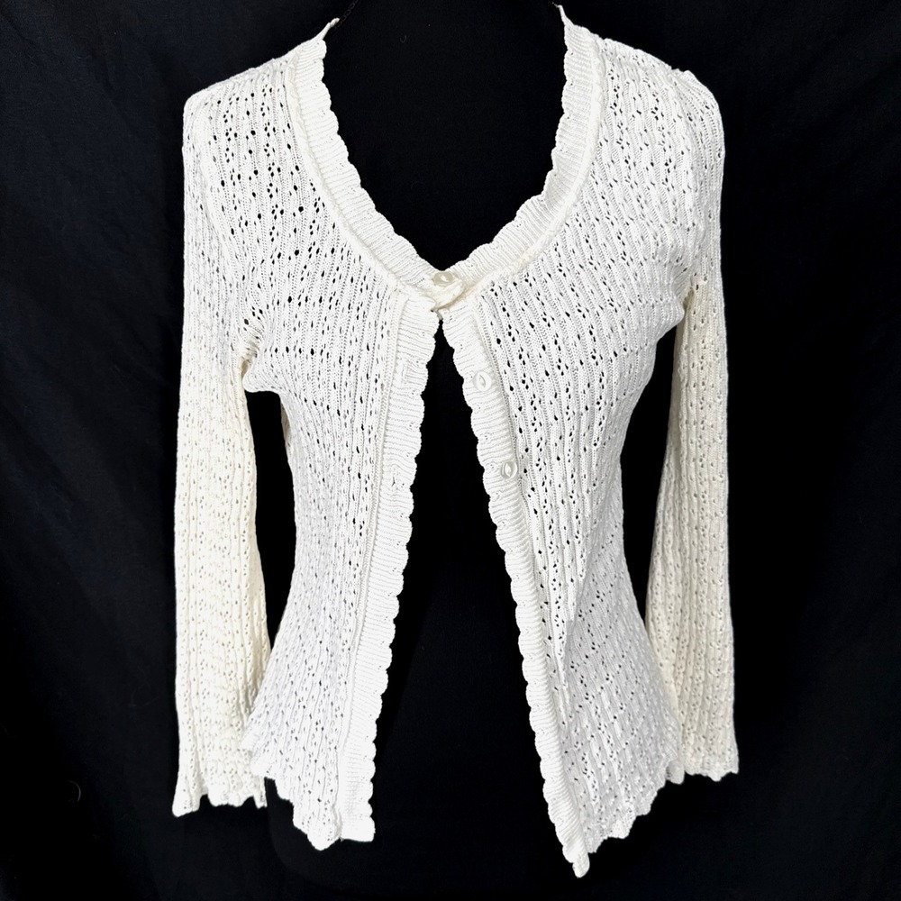 Charolette Russe Vtg Y2K Dainty Knit Cardigan S Coquette Cottage Boho Layering